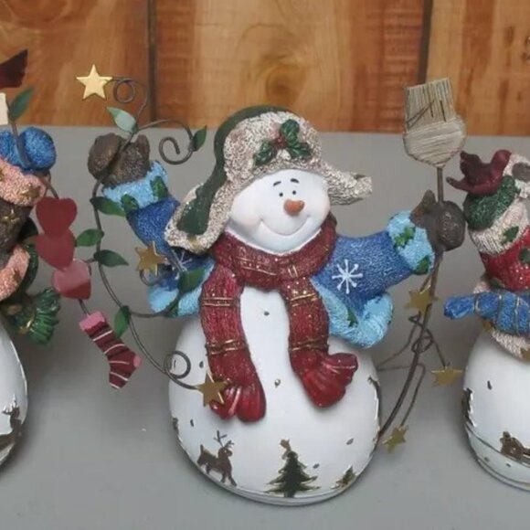 Home Interiors and Gifts Christmas Snowmen Snowman Large 8" Set of 3 - Picture 10 of 11